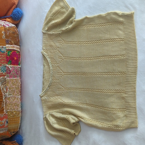 Vintage Spring Knit Short Sleeve Pointelle Sweater - Picture 7 of 12